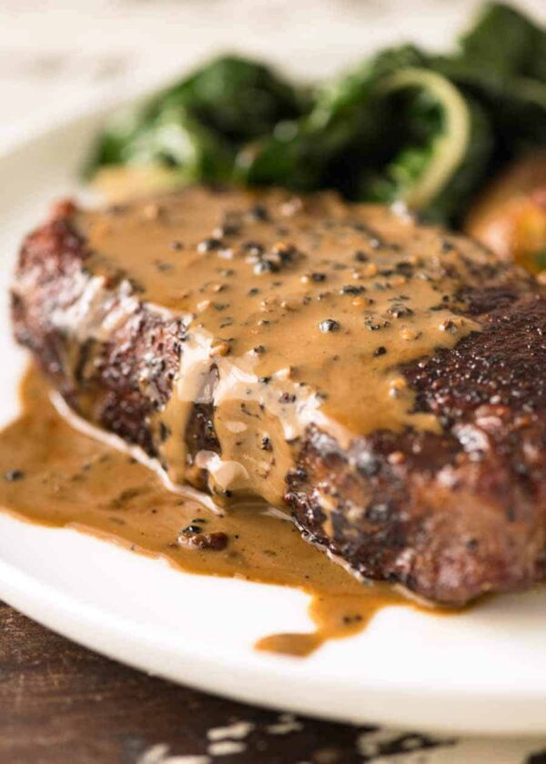 Ribeye Steak with Peppercorn Sauce