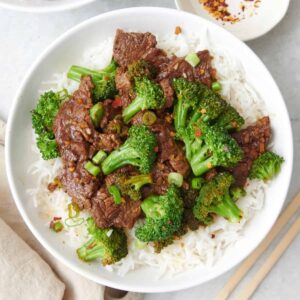 Beef Broccoli in Oyster Sauce and Jasmine Rice