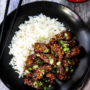 Crispy Beef Tenderloin with Sesame Seed and Jasmine Rice